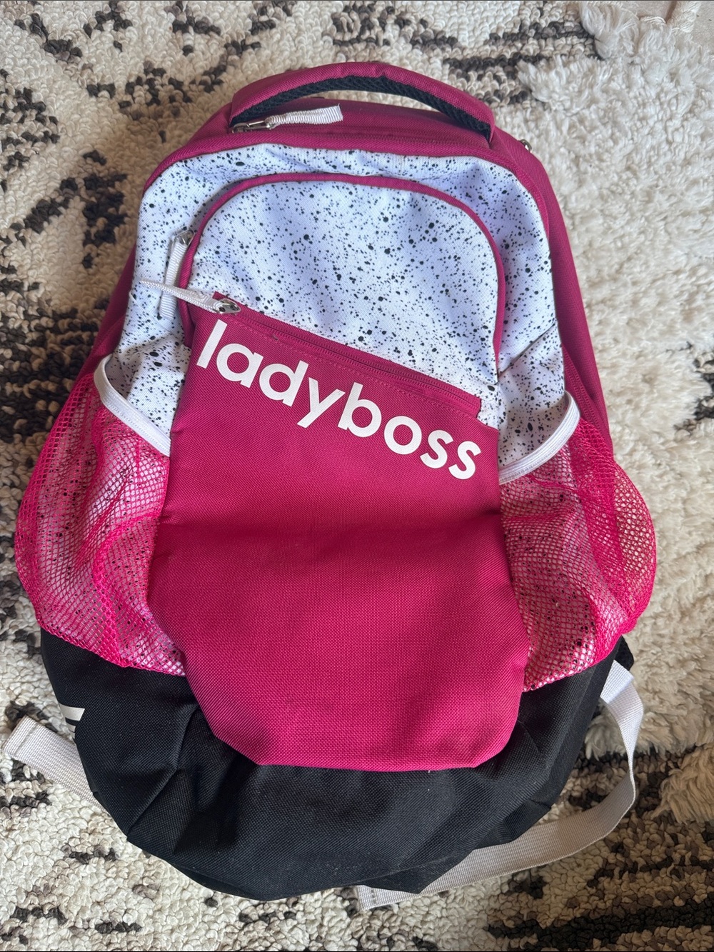 Ladyboss Pink & White Womens Backpack